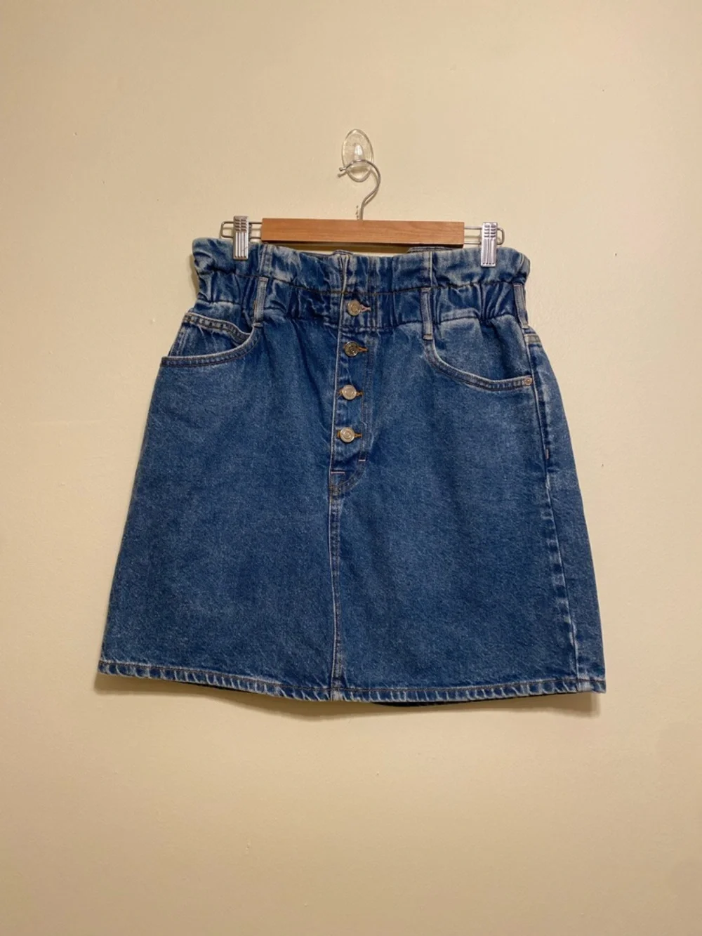 Scotch & Soda Blue Denim Paperbag Waist Mini Skirt. Size L